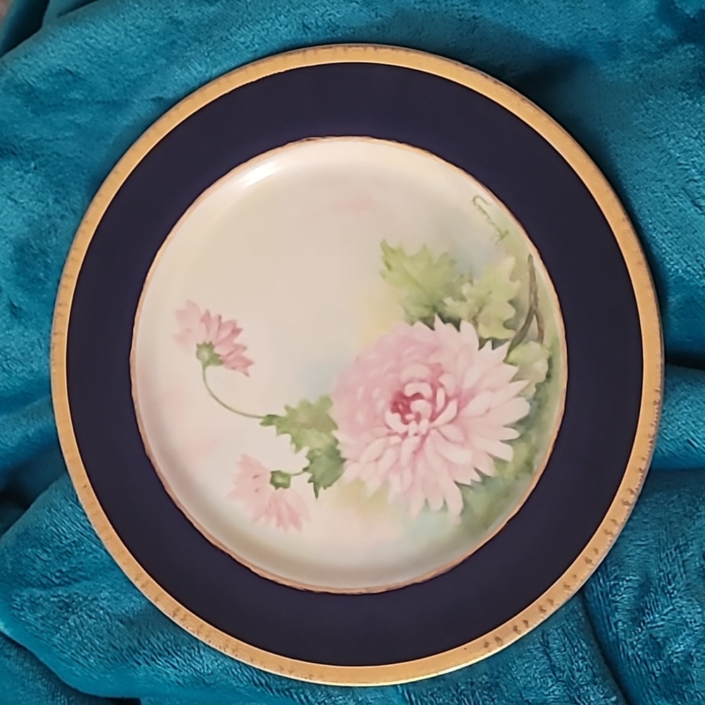 Rare Nagara Vintage hand painted Japan plate gold trim - signed